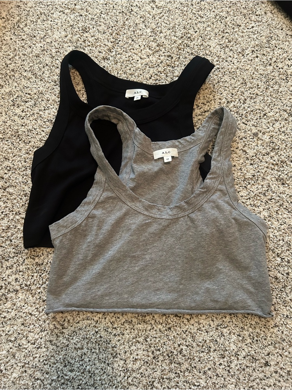 A.L.C. Women's Crop Tank Tops | Black & Gray (XS) Like New
